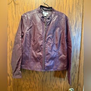Christopher & Banks Purple/Brown Faux Leather Jacket-Brand New